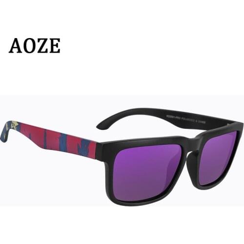 AOZE polarized mens sunglasses, new mens sunglasses with coating, mirror glasses with hinged storage box 2501