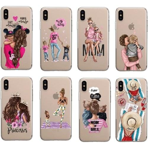 Cute Baby Super Mom Girls Queen Travel Beach Soft TPU Phone Case For iPhone 11 12Pro Max 7Plus 7 6 6S 8 8Plus X XS Max