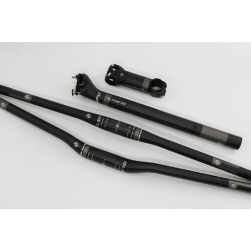 New gray QILEFU Mountain bicycle matte 3K UD full carbon fibre bike handlebar seatpost alloy stem MTB light parts sets Free ship