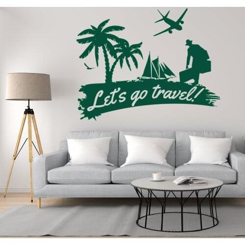 Lets Go Travel! Silhouette Wall Sticker Decal Geography Sticker Home And Bedroom Art Decoration A003089