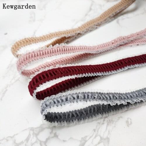 Kewgarden Ruffle Lace Folds Elasticity Ribbon 25mm 38mm 1" 1-1/2" DIY Hairbow Accessories Handmade Tape Packing Riband 10 Yards