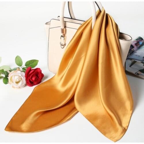 65-65 Solid Color Silk Kerchief Women Silk Scarf For Hair Spring, Summer, Autumn Winter Hijab Fashion Small Bandana Scarf