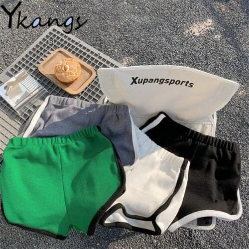 High Waist Fitness Yoga Black Patchwork Side White Sweat Shorts Harajuku Summer Biker Sports Hot Pants Women Korean Capri Shorts