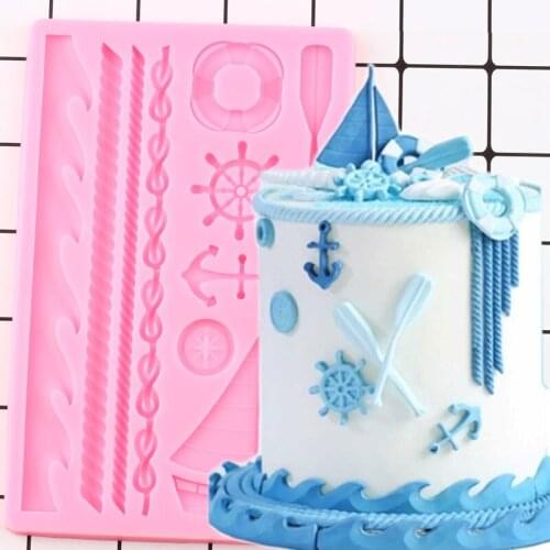 Boat Ships Anchor Shape Silicone Mold DIY Party Cupcake Topper Fondant Mold Cake Decorating Tools Candy Clay Chocolate Molds