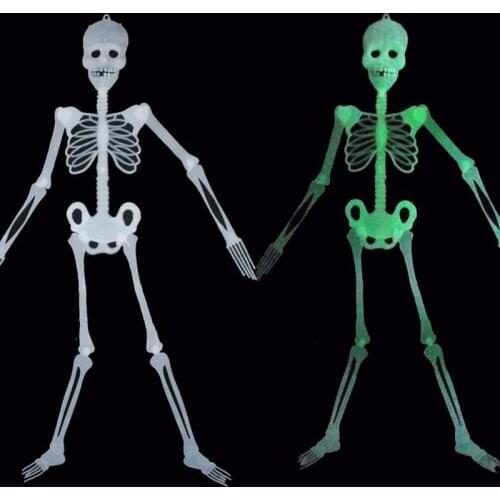 Luminous Movable Skull Skeleton Scary Halloween Decorations Haunted House Bar Scene Layout Props Plastic Luminous Skull Skeleton