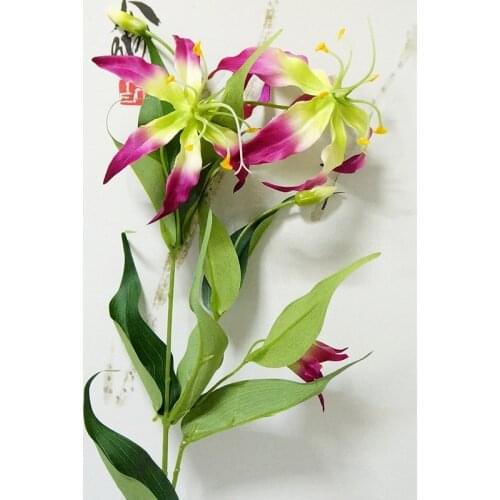 1PC Flame Lily Artificial Silk Flowers for Wedding Party Home Ornaments Flower Arrangement Photography Props Decoration