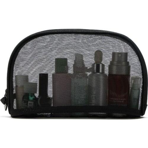 1PCS Women Men Necessary Portable Travel Organizer Transparent Black Lacy Mesh Cosmetic Bag Wash Makeup Pouch Storage Bag