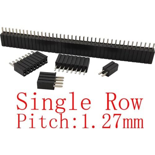 10Pcs/lot 1.27mm Pitch Single Row Pin Header Female Socket PCB Board Connector 2P-50Pin Straight 1.27mm/0.05'' Pinheader Socket