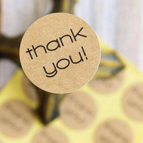 120PCS Kraft Seal Sticker Round Thank You Paper Labels Handmade Gift Paper Box Sealing Stickers Label Wedding Party Decor 3cm