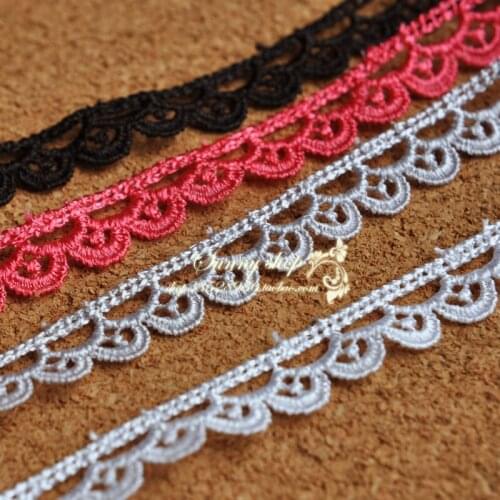 13M/ Lot Gray Red Black Water Soluble Lace Fabric Decoration Garment Accessories Necklace Hair Accessories Lace Trim RS669