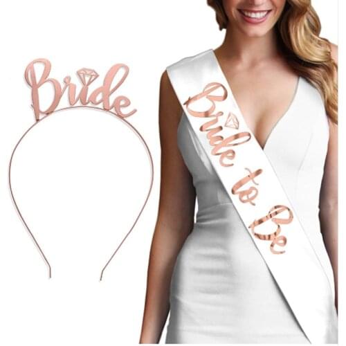 2PCS/pack Wedding Bride to Be Satin Ribbon Sash Bridal Shower Bachelorette Girl Hen Party Decoration Supplies