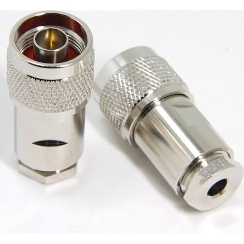 2-Pack N-Type Male Clamp Solder Connector for 50 Ohm Low Loss LMR 195 RG58 Coax Cable