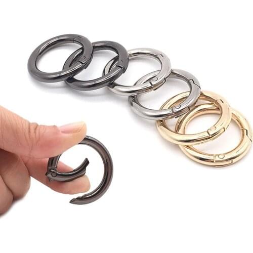 25-35mm Metal Spring Gate Open Ring Loose Leaf Album Binding Hinged Rings Keychain Binder Clip Luggage Buckle DIY Belt Keyring