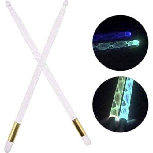 5A Acrylic Luminous Drum Stick Bright LED Light Up Drumsticks Jazz Drumsticks in the Dark Stage 13Colors Free Change