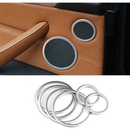 6pcs Stainless steel Audio speaker frame cover trim door horn ring panel strip car styling for BMW X5 E70 2009-13 accessories