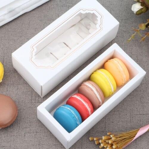 20pcs Paper Macaron Box With Clear Window Paperboard Packing Box For Gift Chocolate Dessert Party Wedding Wrap Storage Boxes