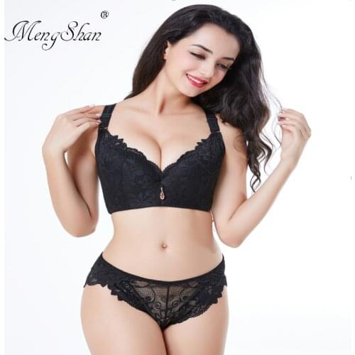 Thin and Large Bra Suit Fat mm ladys underwear Cup Agglomeration adjustment type plus size bra+set sexy Lace breathes 110E 115E