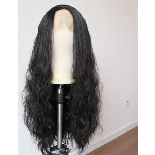 Black Long Wavy Synthetic Wigs for Women Heat Resistant Fiber Hair Synthetic Body Wave Lace Front Wigs