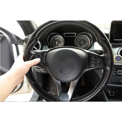 Carbon Fiber ABS Steering Wheel Button Decoration Cover Frame Trim For Mercedes-Benz C-Class W205 GLC X253 E Class W213 2015-18