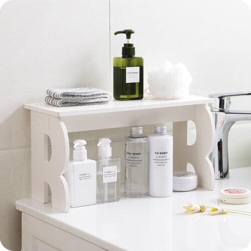 Wood Desktop Shelf Bathroom Storage Rack Shelves Makeup Organizer Table Sundries Stationery Holder Kitchen Spice Rack Organizer