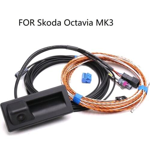 FOR Skoda Octavia MK3 skoda superb 3 Rear View Trunk handle Camera with Highline Guidance Line Wiring harness