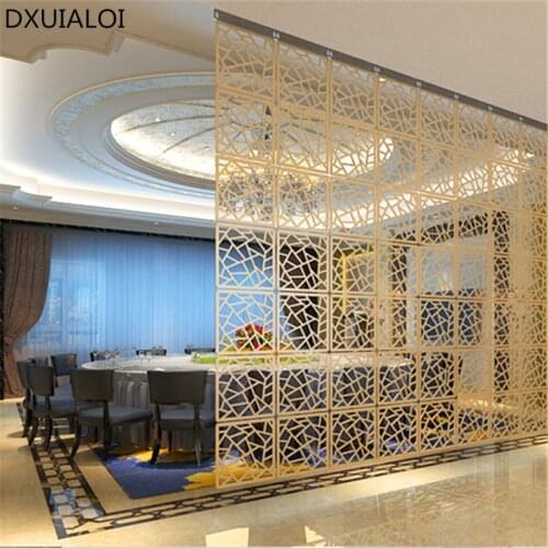 Home Decor 6pcs 29x29Cm Hanging Screens Living Room Parts Of Panels Partition Wall Art Diy Decoration White Wood Plastic