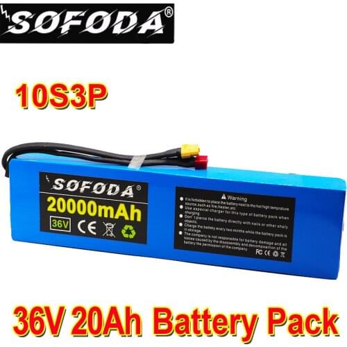 36V Battery 10S3P 20Ah XT60/T 42V 18650 Lithium Ion Battery Pack for E-bike Electric Car Bicycle Motor Scooter 350W 500W+20A BMS