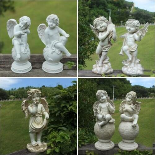 European Garden Handmade Creative Statues Angel Figurines Wedding Gift Home Park Yard Resin Angel Craft Ornament Decoration Art