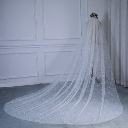 Long Trailing 1 Layer Cathedral Wedding Veils Bridal Veil with Comb Wedding Vail Accesories Women Cut Edge