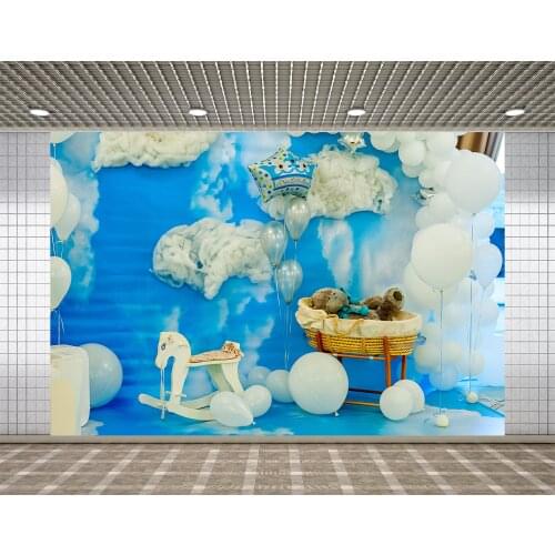 Lyavshi Photo backdrop Blue Sky Clouds balloon Baby Photography Backdrop Toy Kid birthday party Photo Shoot studio background