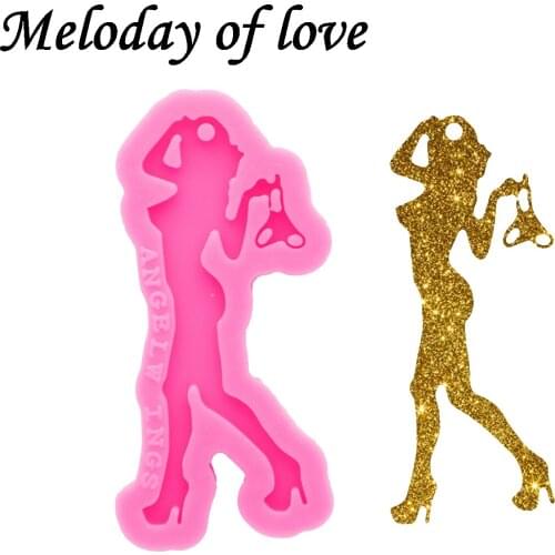 Glossy Undressing Girl Keychain Mold Silicone Resin Mould DIY for Epoxy Making Jewelry Necklace Polymer Clay DY0665