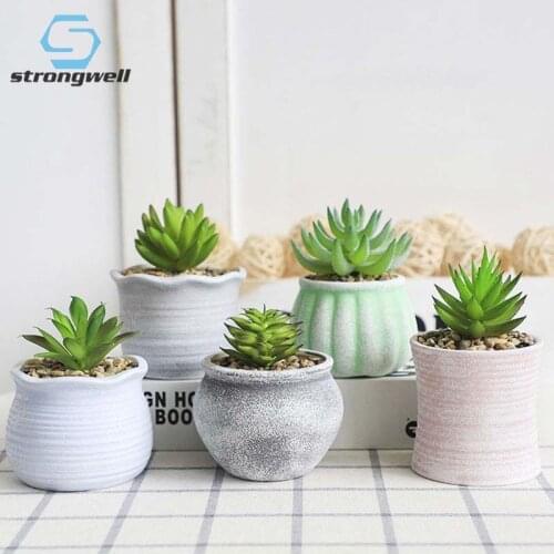 Ins Mini Matte Ceramic Flower Pot Succulent Round Basin Creative Handmade Desktop Green Plant Home Balcony Garden