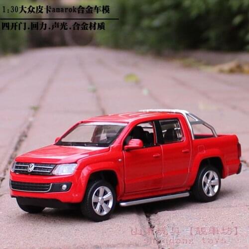 Boy toy Die-casts car model with sound light Vehicle gift for children 1:32 business van Pick Up AMAROK SUV Truck