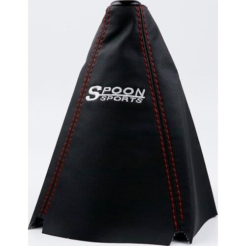 JDM Style Manual Spoon pvc Leather Gear Shift Knob Boot Cover Shifter Lever Collars