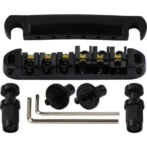 Black Brass Roller Saddle Tune-O-Matic Guitar Bridge & Tailpiece Set