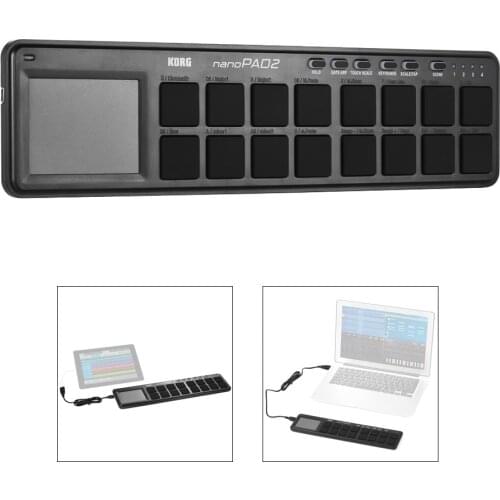 KORG nanoPAD2 Slim-Line Portable USB MIDI Pad Controller 16 Tripper Pads with USB Cable