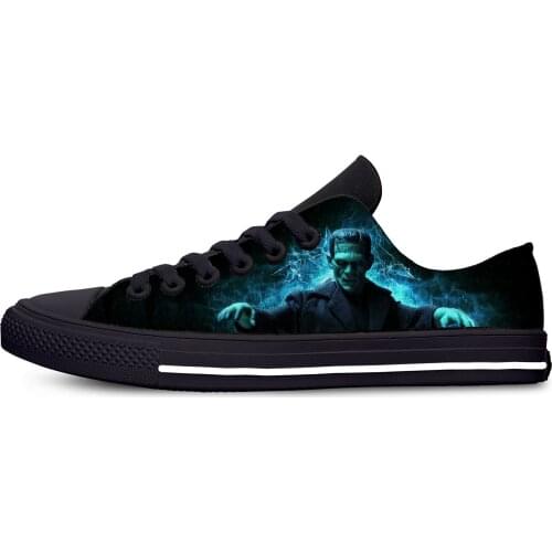 Frankenstein Horror Halloween Cool Fashion Funny Casual Cloth Shoes Low Top Lightweight Breathable 3D Print Men Women Sneakers