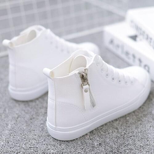 Women Casual Shoes 2021 Autumn Fashion High Top Sneakers Shoes Women Flat Female Breathable Lace Up Zipper Women Sneakers