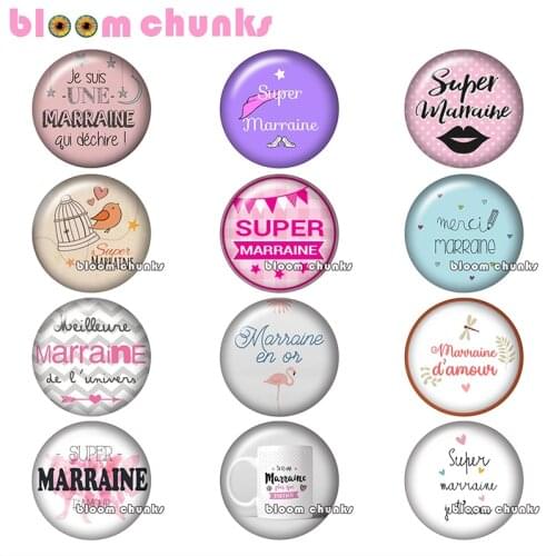 Super marraine Round photo glass cabochon demo flat back Making findings 12mm/18mm/20mm/25mm B1205