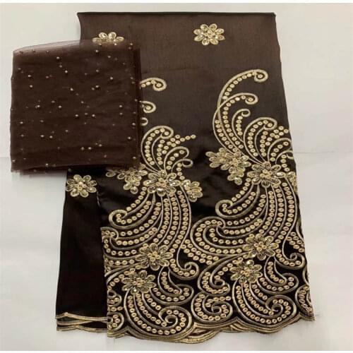 Latest pretty designs embroidery george lace fabric 2020 high quality indian style george lace fabric 5+2 yards.9961