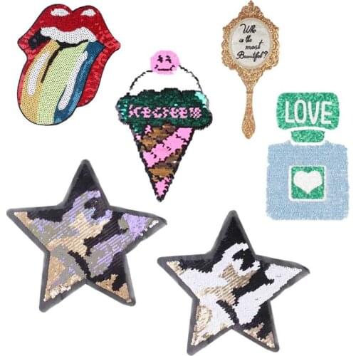 DIY Cartoon Cream Cute Sequins Patch Accessories Sew On Patches On Clothes Patch Clothing Embroidered Patches Sticker Big Sequin