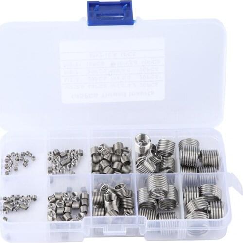 Screw thread repair 145Pcs/set M2-M12 Stainless Steel Wire Screw Sleeve Thread Repair Insert Kit Tool Set