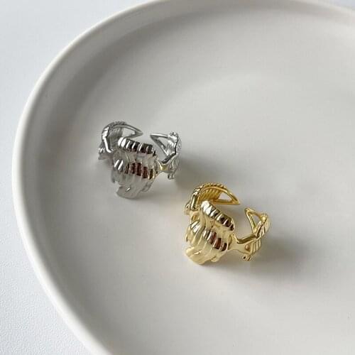 2021 New Irregular Style Exaggerated Irregular Wavy Texture for Woman and Man Open To Adjust Golden Leisure Ring Jewelry