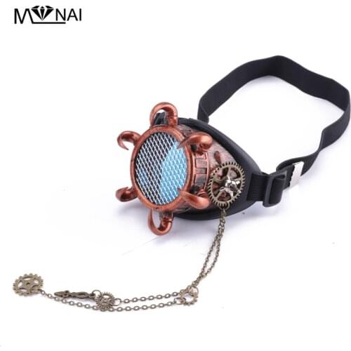 Goggles Welding Spikes Gears Chain Punk One-eyed Goggle Vintage Fashion Halloween Cosplay Glasses Masquerade Party