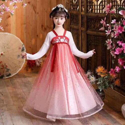 Flower Girls Dresses Girls Chinese Cheongsam Baby Elegant Clothes Kids Hanfu for Girls Traditional Chinese Childrens Tang Suit