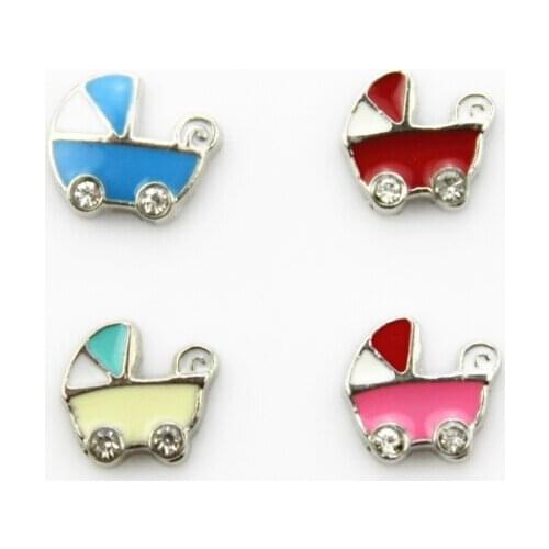 Hot selling 40pcs/lot mix 4 color baby stroller floating charms living glass memory floating lockets