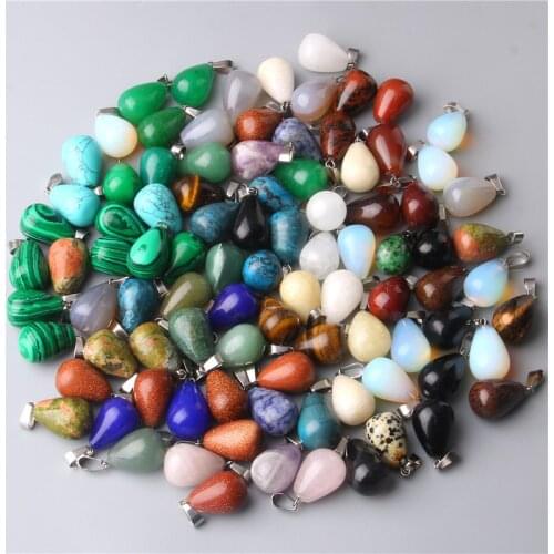 14*20mm Natural Stone Charms Waterdrop Jades agates quartz Pendant for Jewelry Making Bracelet Earrings Necklace Handmade DIY