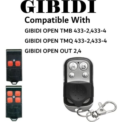 GIBIDI 433MHZ fixed code garage door remote control 433.92MHZ door command replicator opener keychain