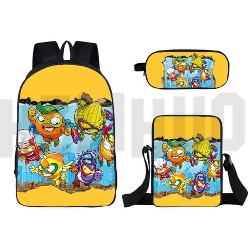 3D Print Anime Super Zings Backpack Men Superzings Series 4/5/6 School Bag Travel 16 Inch 3 Pcs Set Pencil Case Shoulder Bag