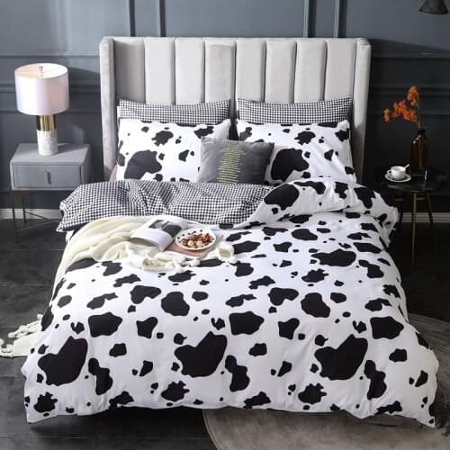 Geometric Cow Print Duvet Cover Nordic Unicorn Leaf Bedding Set Single Double Queen King Bedclothes Pillowcases (No Bed Sheet)